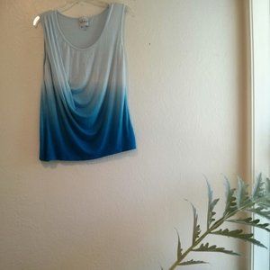 Blue Ombre Draped Tank Top Size M Made In USA Size M